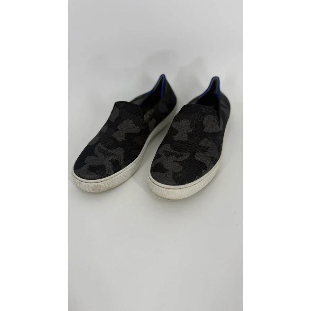 Rothy's Camo Slip On Sneakers Women's 8 Gray Black Knit Washable Casual Comfort - Picture 3 of 5